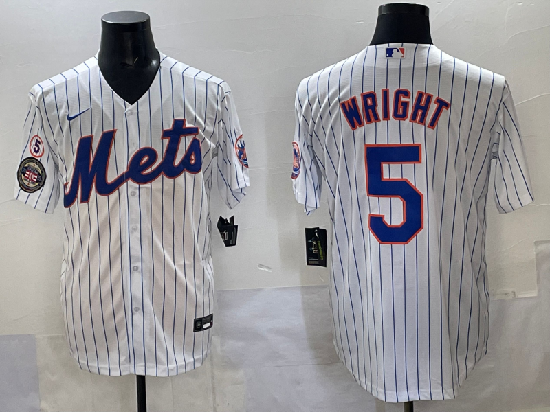 Men 2025 New York Mets 5 Wright white MLB Nike jersey style 5